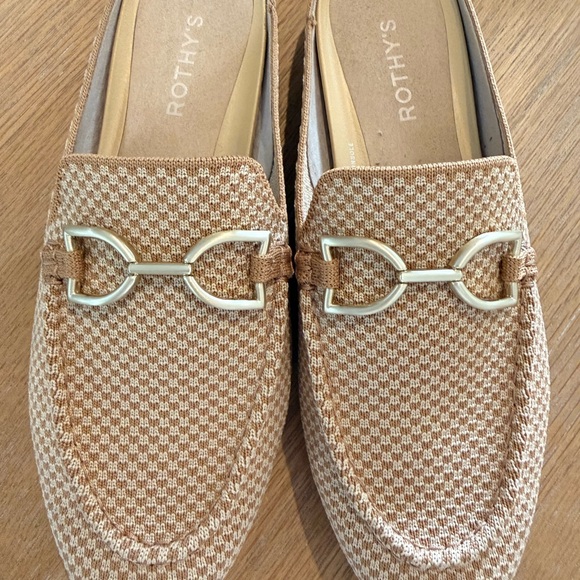 Rothy's Shoes - Rothy's Tan Knit Loafers with Gold Horsebit Detail